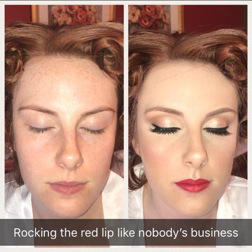Before and after. Old Hollywood red lip for this b