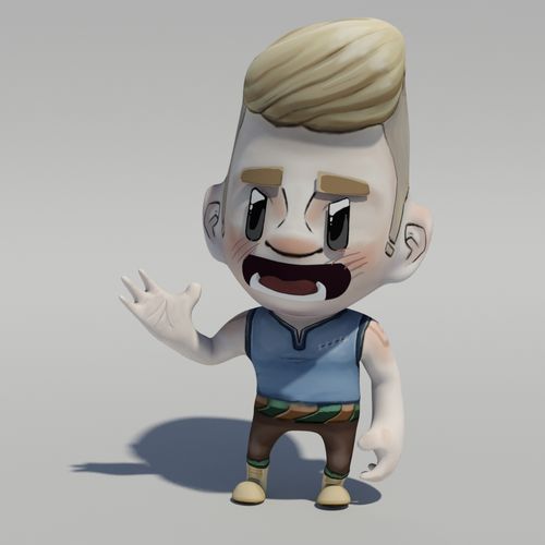 Low poly character model.  Made with 3D Studio Max
