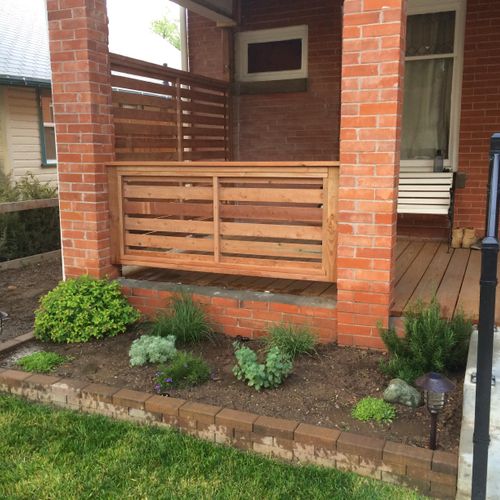 front porch vertical wood decorative railing and p