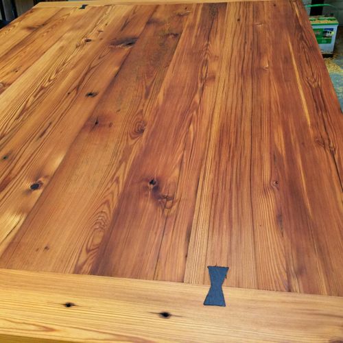 Longleaf pine  table with handcut dovetails