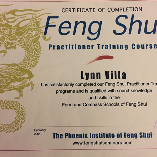 One of my many Feng Shui Certifications