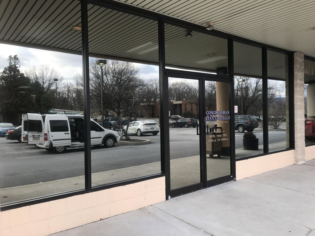 Exterior view of Reading office installation.  By 