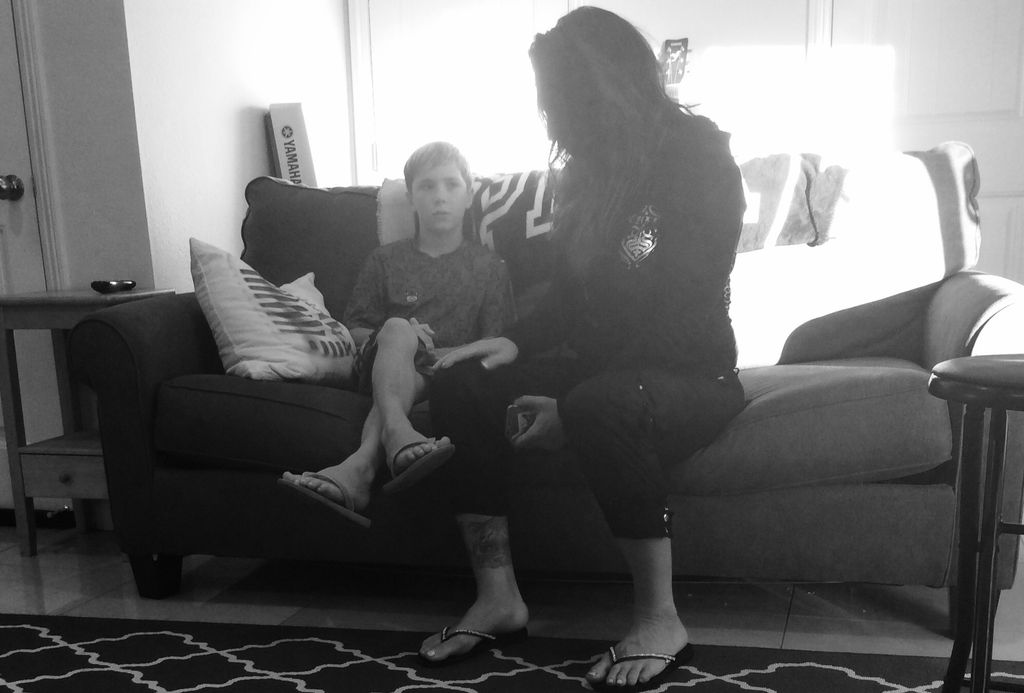 One of my students singing to his mother in my stu