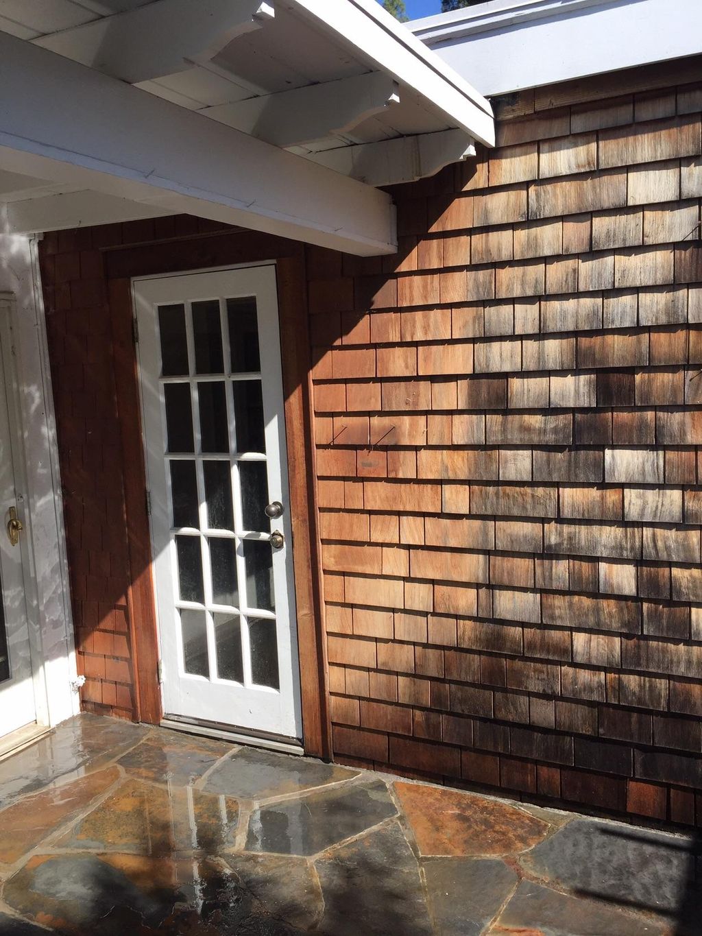 Side by side before and after. Shingles around the