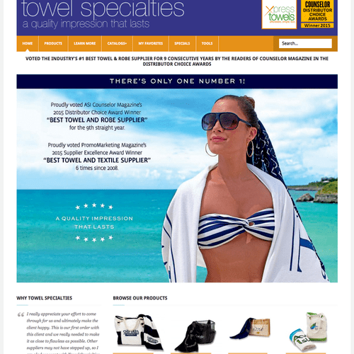 Towel Specialties website catalog site and SEO.