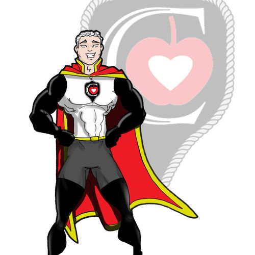 Superhero mascot for Childres Insurance.