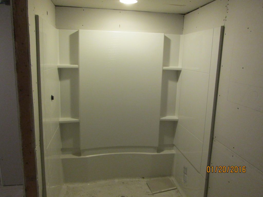 Shower in and drywalled
