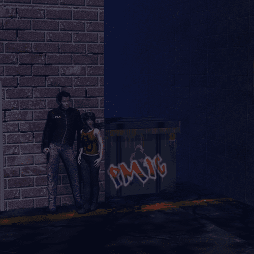 3D alley with two figures