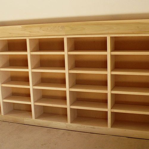 all poplar built in place book case
