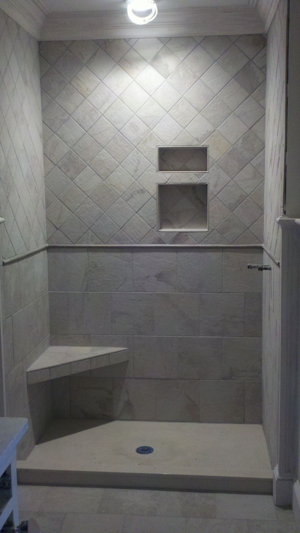 Custom tile shower installation.