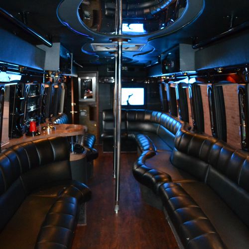 Interior of one of our 30 passenger buses with a r