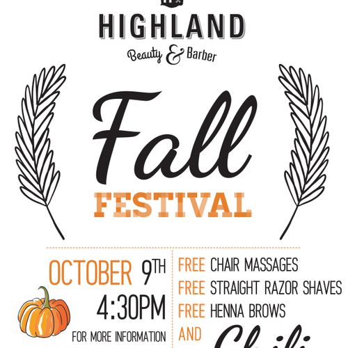 Highland Beauty & Barber - Event flyer