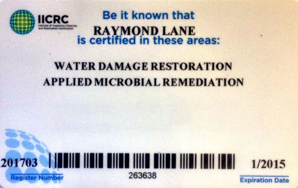 Mold remediation is serious business. Credentials 