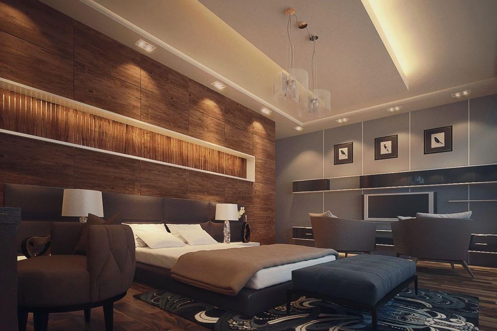 Post modern bedroom design, with wooden touches ca