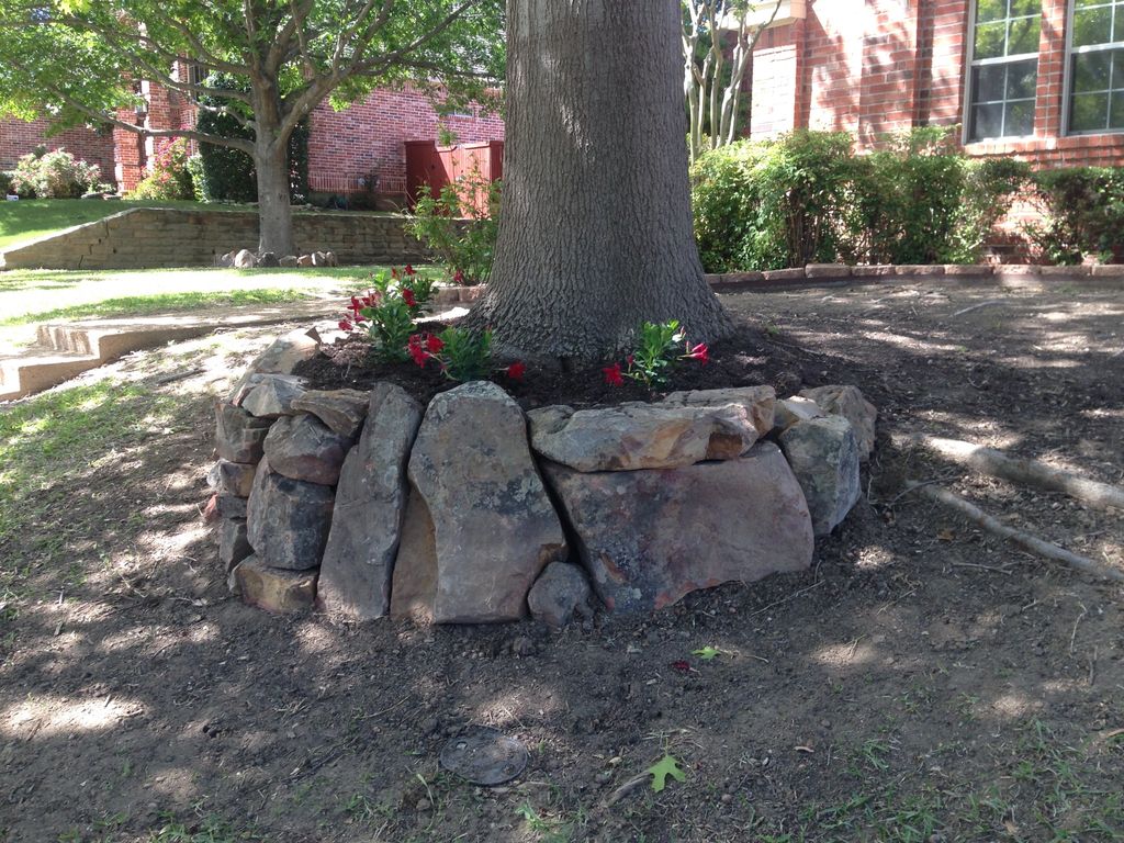 Stone work done around edge of tree base