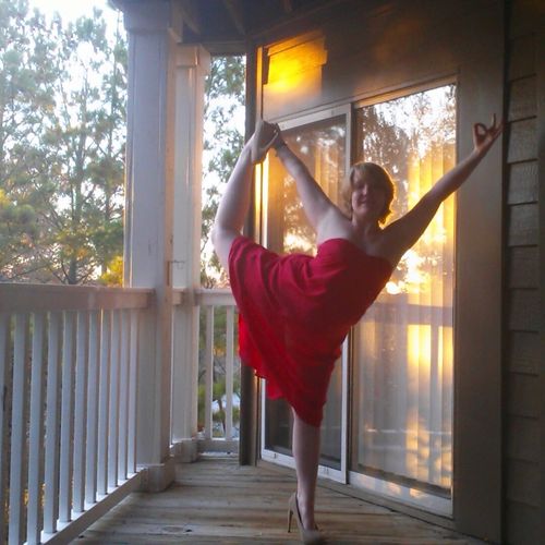 Dancer's pose (natarajasana) in heels for an extra