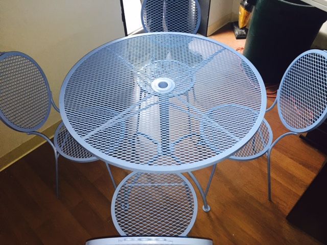 Refurbished wrought iron table set