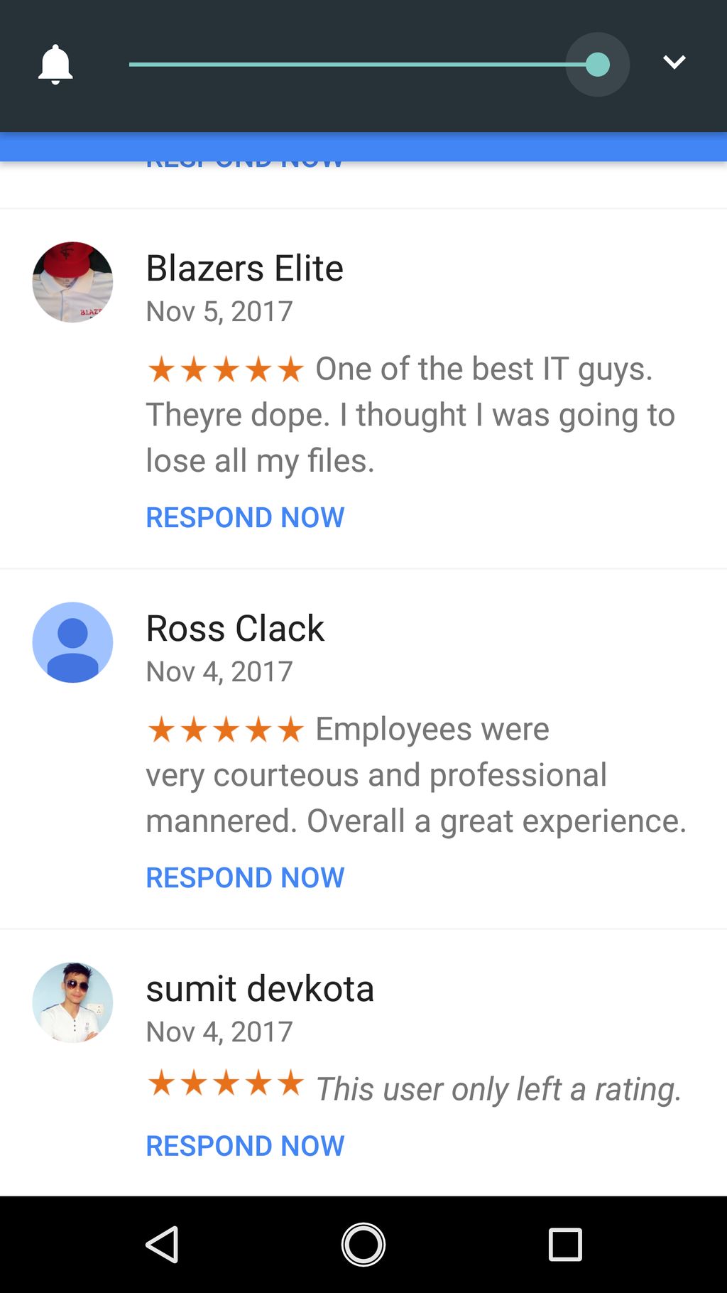 Our Google 5 star rating