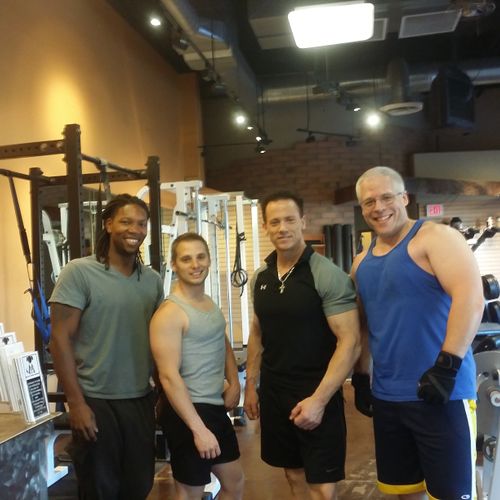 Isaac, Matt, Mark and Jeff catching a workout in t