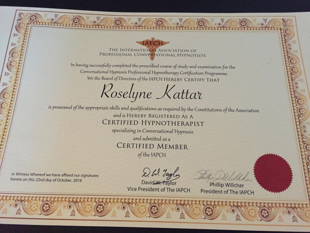 certified Hypnotherapist in 2016