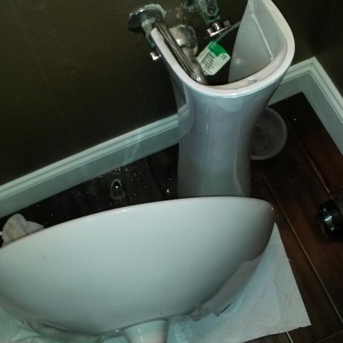 All new parts for pedestal sink