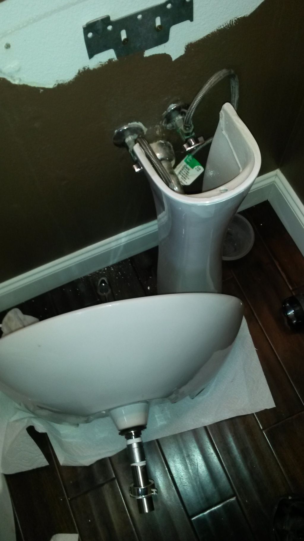 All new parts for pedestal sink