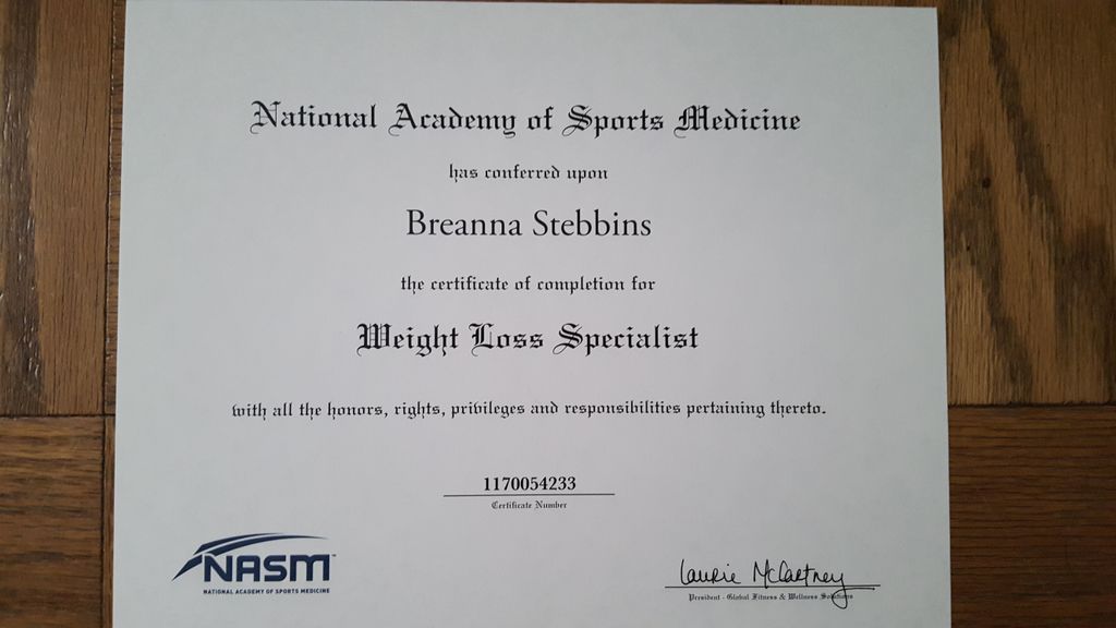 NASM-WLS Certificate FEB 2017