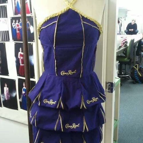 Dress made of crown royal bags for a school recycl