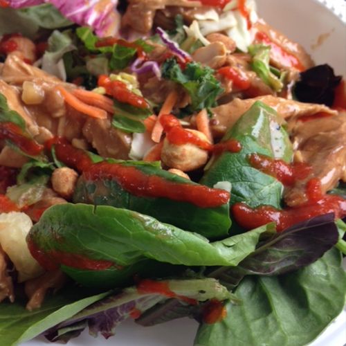 Spicy Thai peanut chicken salad. Grilled chicken a