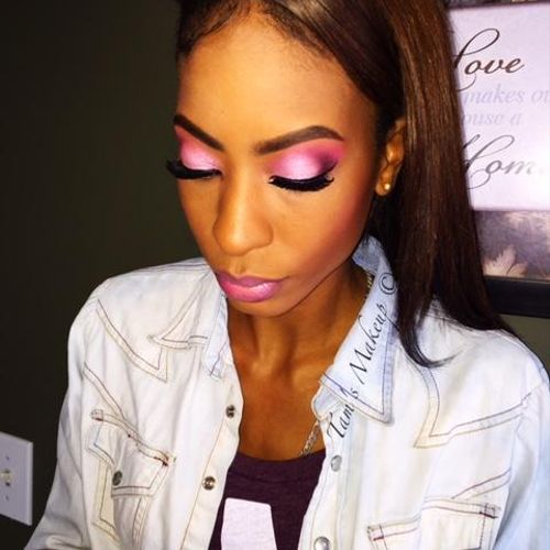 Bold pink look.