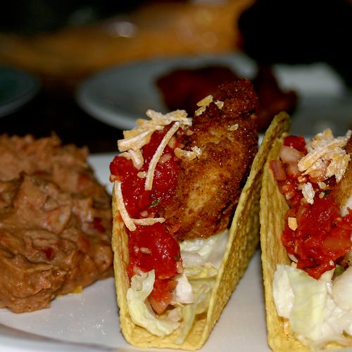 Whiting Fish Tacos with Spicy Refried Bean