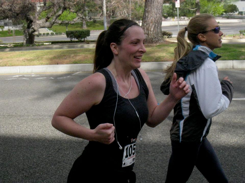 Running to the finish with Katie during her very f