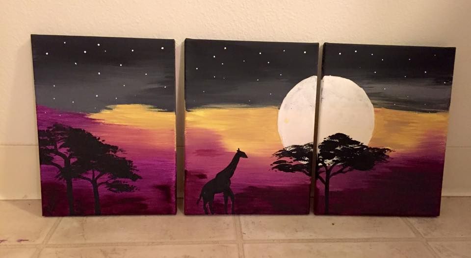 acrylic on three 9x12" wrapped canvases