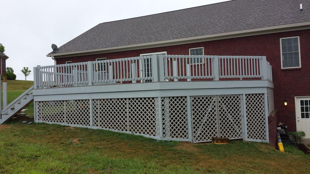 24x36 super sized, 2 level deck, Beach House Grey 