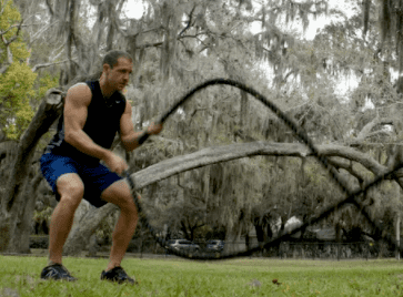 Outside battle ropes. A great workout anywhere you