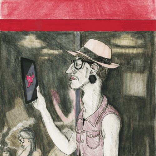 Hipster Eustace Tilley - Ink and Colored Pencil