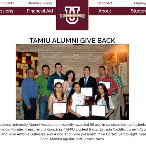 Winner of the TAMIU Alumni Scholarship