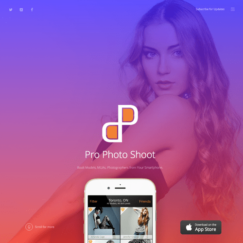 Website for Pro Photo Shoot App