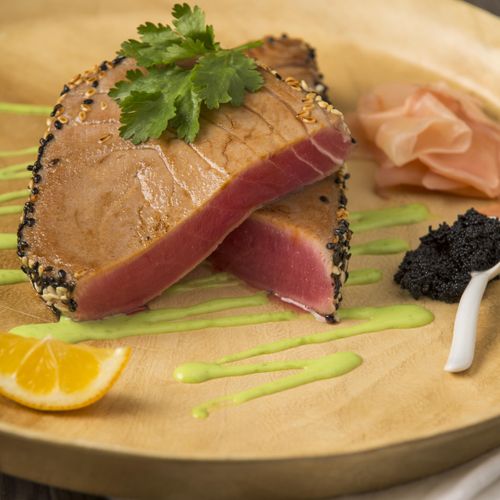Seared ahi tuna with wasabi cream