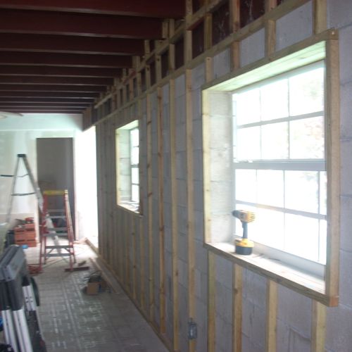 This is a picture of the interior framing and wind