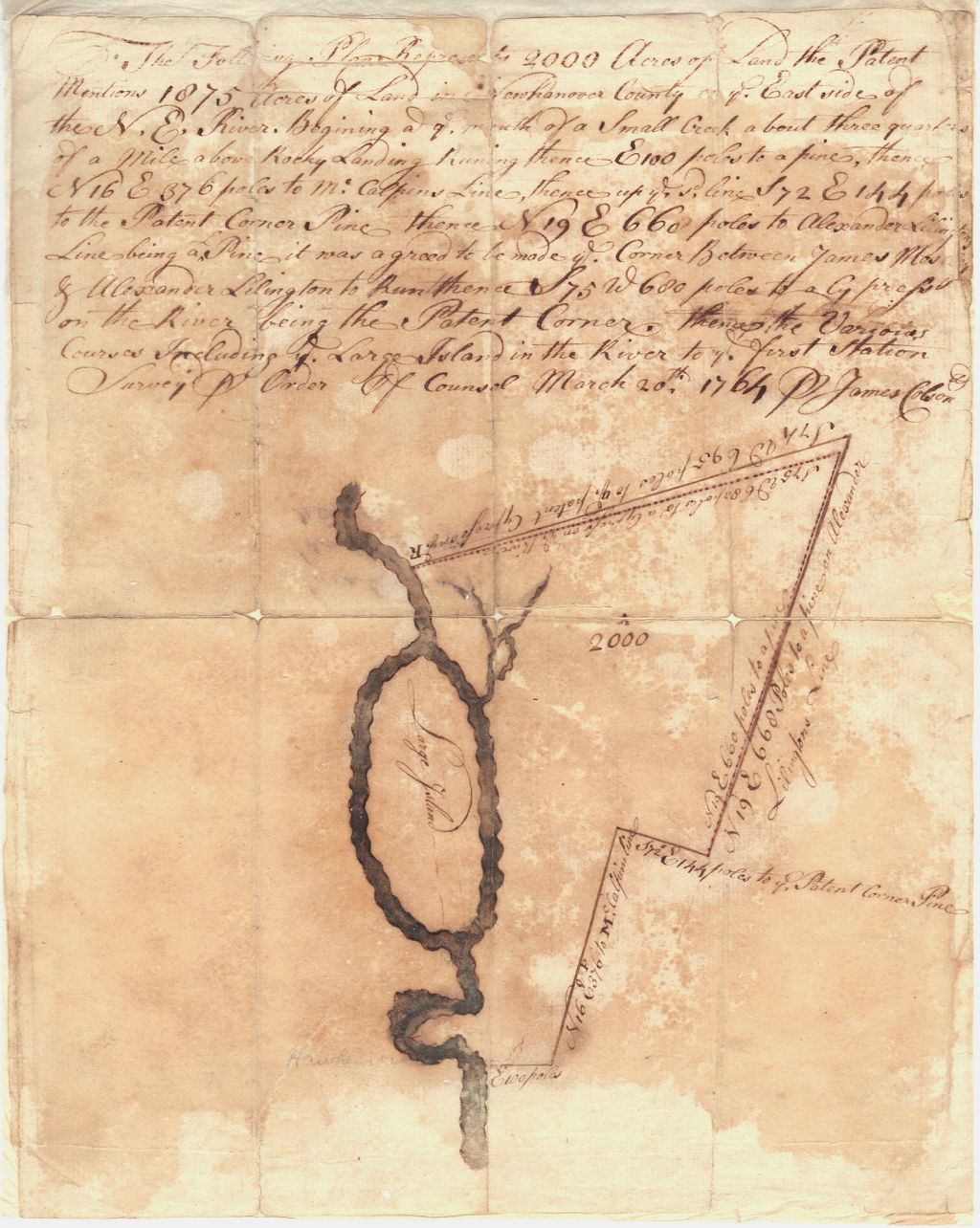 1764 Colson survey on the Cape Fear River