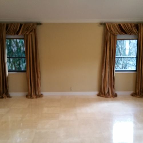 CUSTOM DRAPES 20 x 20 ft. living room with cathedr