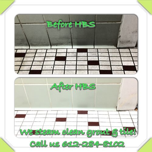 Steam Cleaned and Scrubbed Tile and Grout.