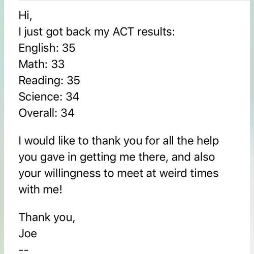 Before choosing me, Joe had tried many test prep t