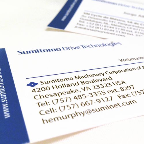 Globally used business card design for Sumitomo