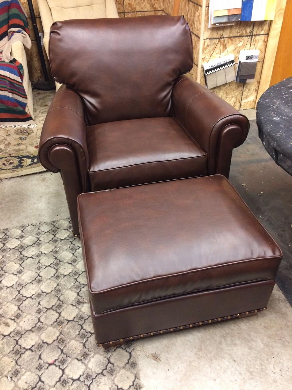 Leather Club Chair & Ottoman