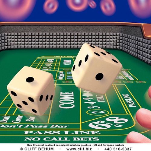 Illustration of Craps Table-Postcard Campaign for 