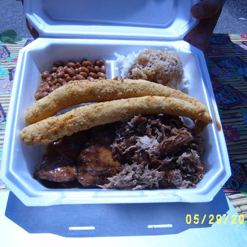 The BIG KAHUNA Platter!
Fish, Kahlua Pork, Teriyak