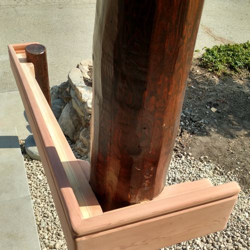 Detail of redwood handrail