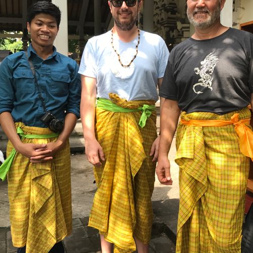 Visiting a temple in East Bali with friends